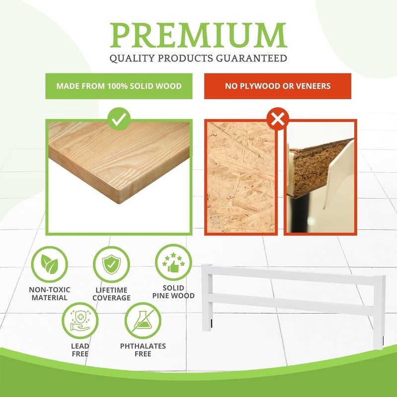 CC KITS Safety Guard Rail for Baby, Kids, and Children - Solid Wood Safety Bed Rail for Toddlers - Easy Installation - Premium Protection for Bunk, Twin, Full, Queen and King Size Beds - (Bianca White-Delta) - Image 4